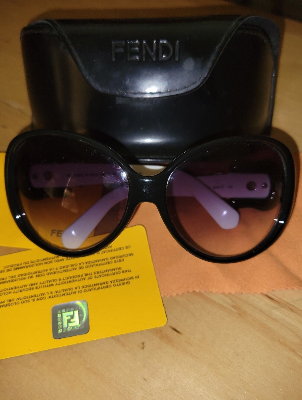 FENDI Sunglasses Black White Purple Tint